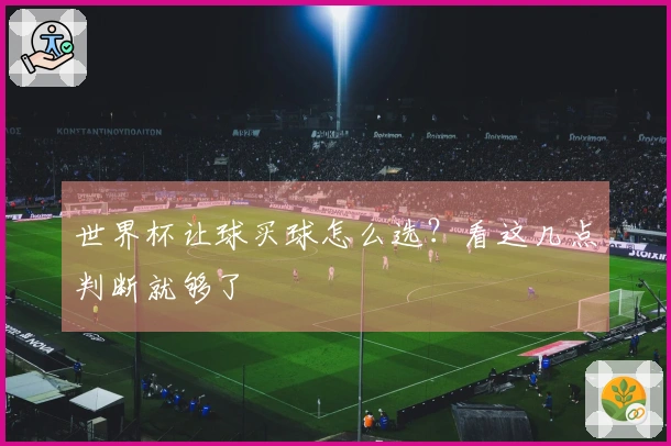世界杯让球买球怎么选？看这几点判断就够了